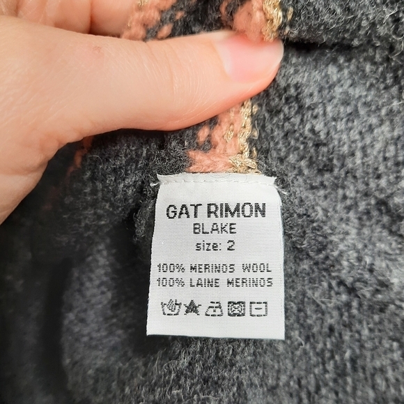 Gat Rimon Gray Diamond Blake Oversized Merino Wool Sweater 2 - Picture 5 of 6